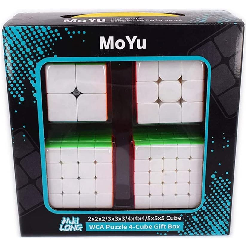 Moyu Meilong Lot De 4 Cubes Magiques 2x2 3x3 4x4 5x5 – Sans Autocollant, Stable Et Durable