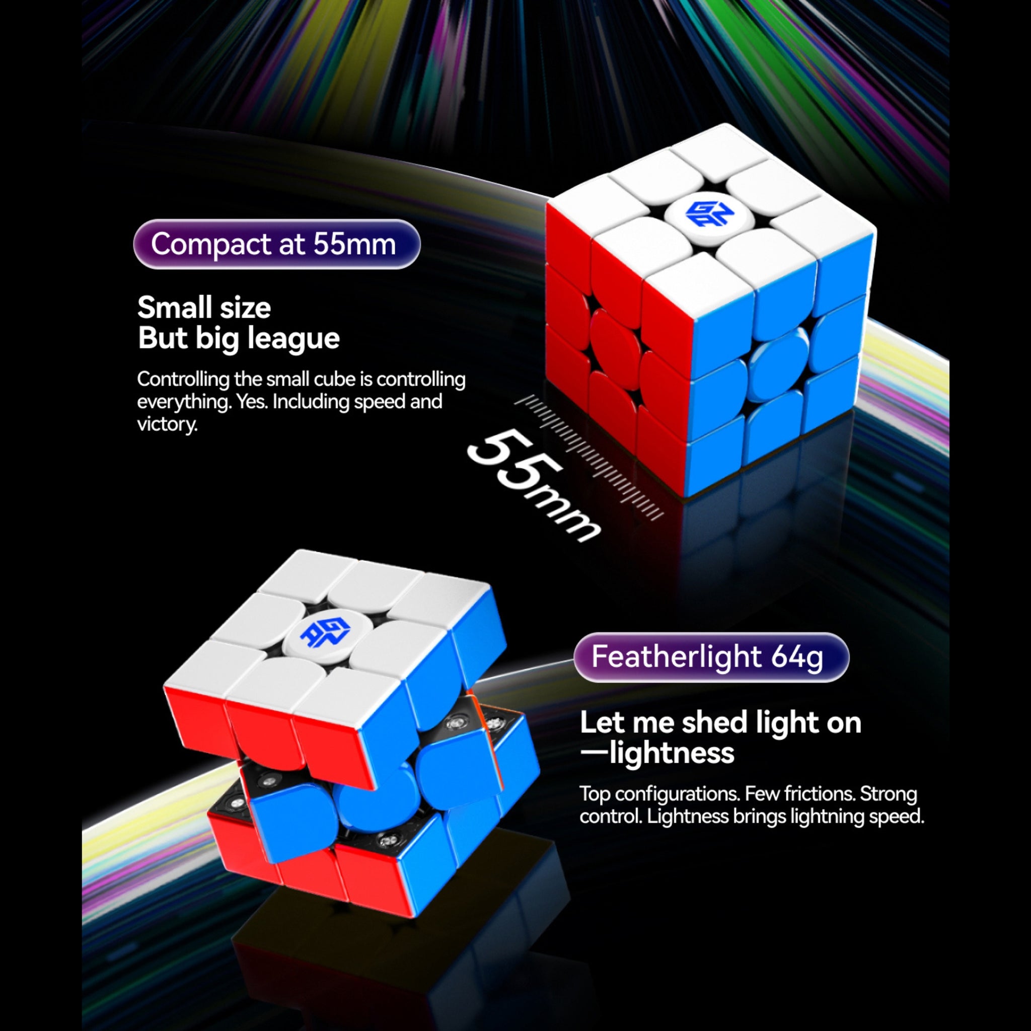 GAN V100 Maglev Speed Cube 3x3, Cube Magnétique Ultraléger De 64 G