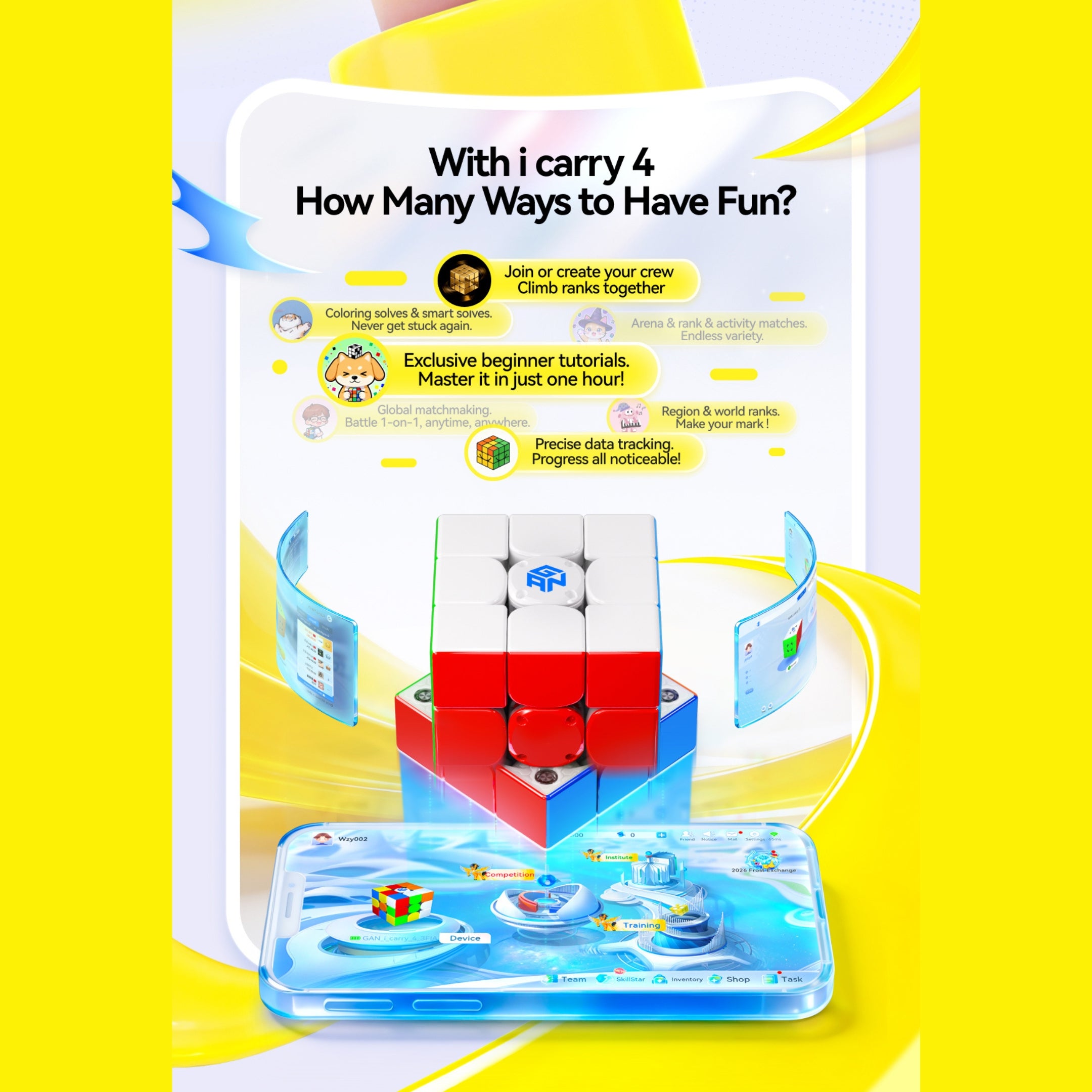 GAN i Carry 4 Frosted Magnetic Smart Bluetooth Speed Cube Latest 2026 ...