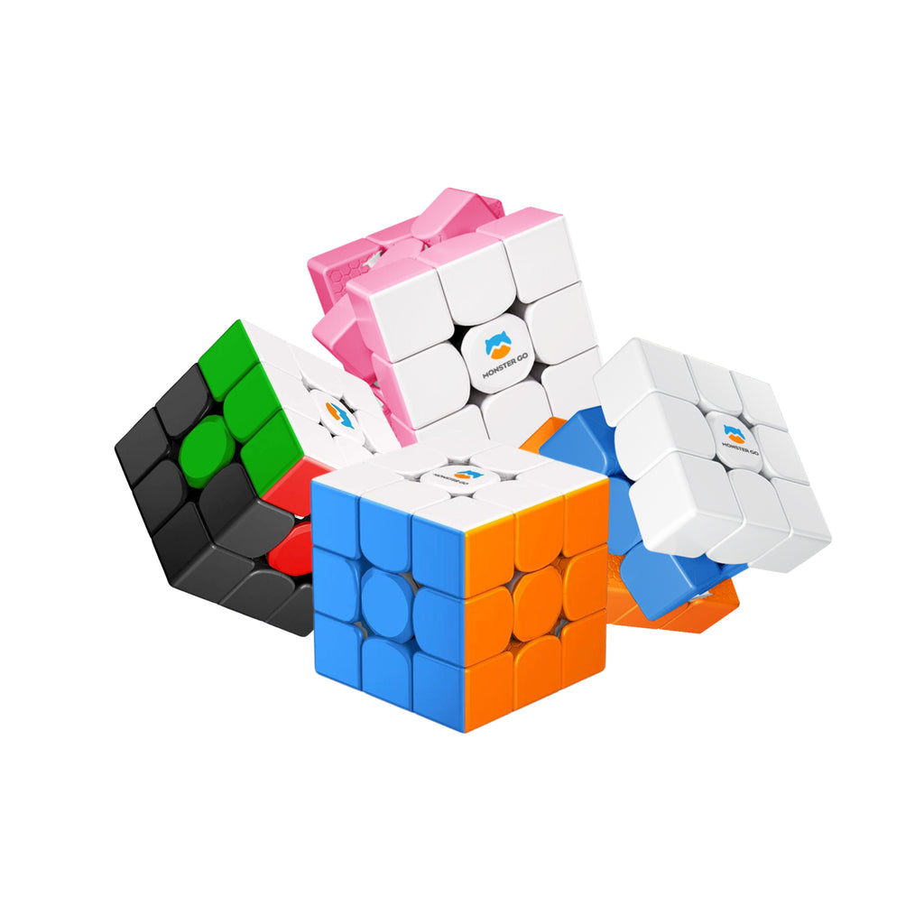 Monster Go By Gan 3x3 Trainer Cubes 4pc Combo Pack - MG3 Starter Series - Cloud, UT, Rainbow, MG3 - Cubuzzle
