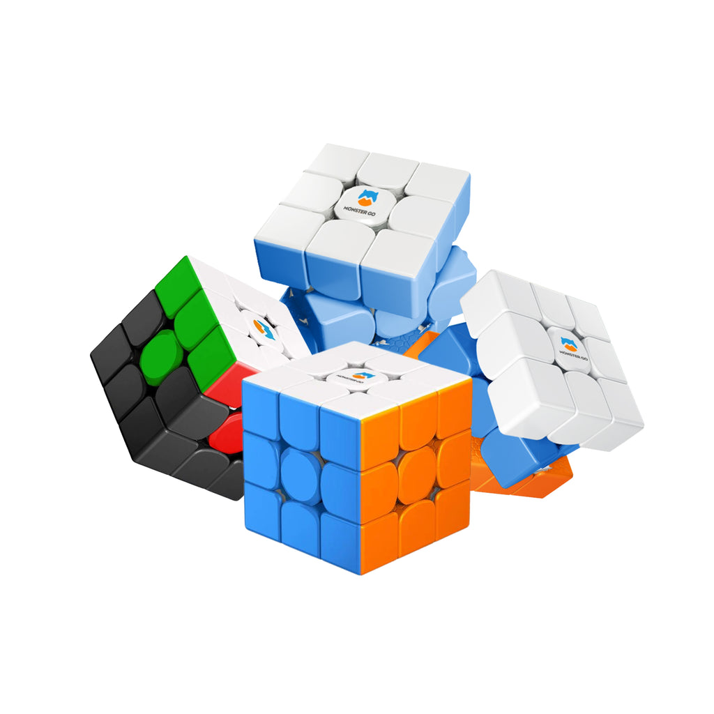 Monster Go By Gan 3x3 Trainer Cubes 4pc Combo Pack - MG3 Starter Series - Cloud, UT, Rainbow, MG3 - Cubuzzle