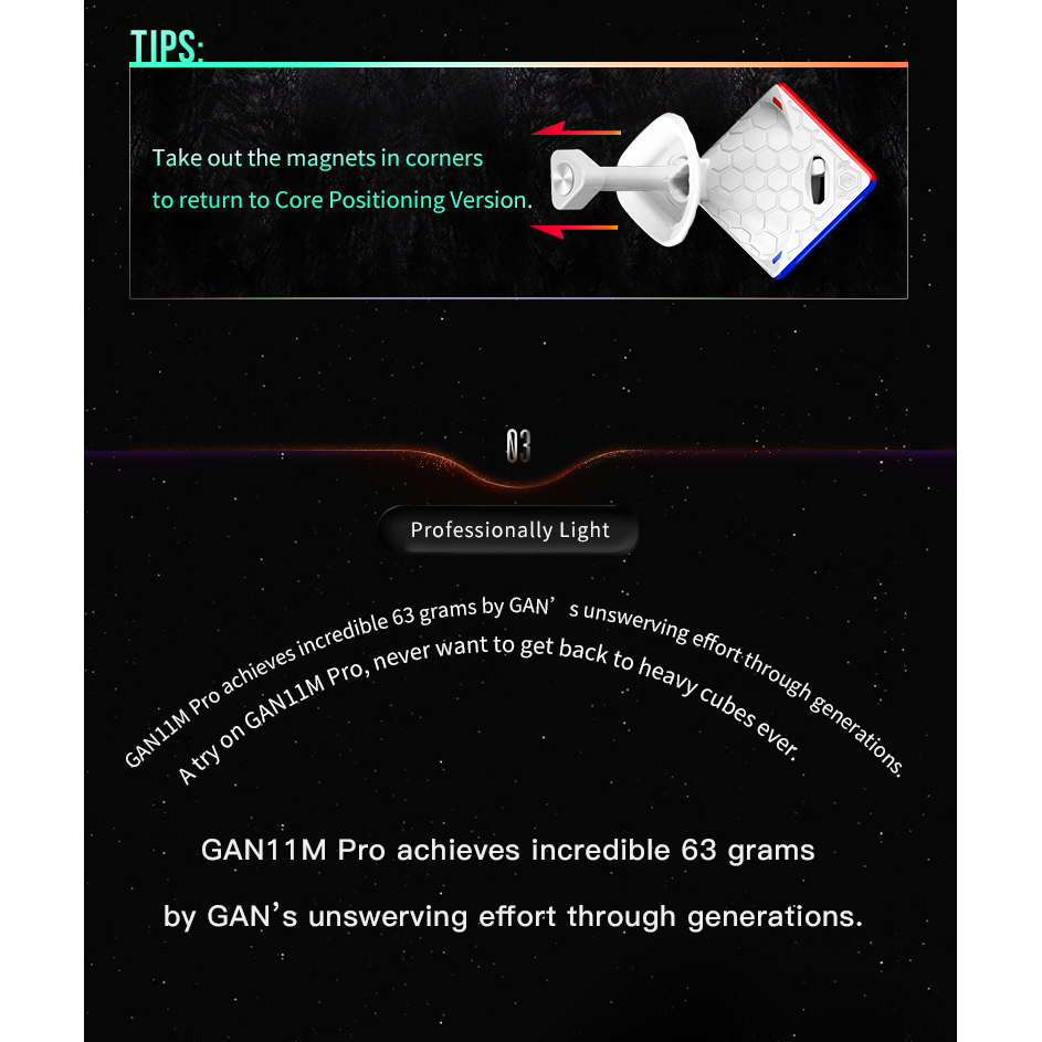 GAN 11 M Pro Primary 3x3 Magnetic Speedcube Stickerless - Cubuzzle