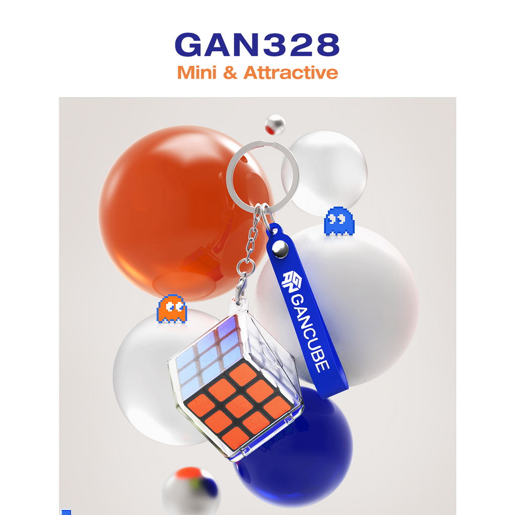 GAN 328 Key Chain 3x3 Non-Magnetic Cube, Mini Key Ring Cube, 28mm - Cubuzzle