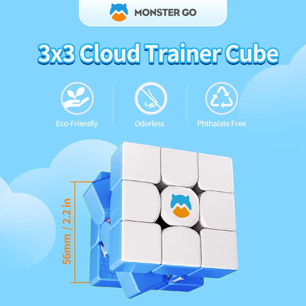 Monster Go by GAN 3x3 Cloud Standard Trainer Cube Blue Clear Pack - Cubuzzle