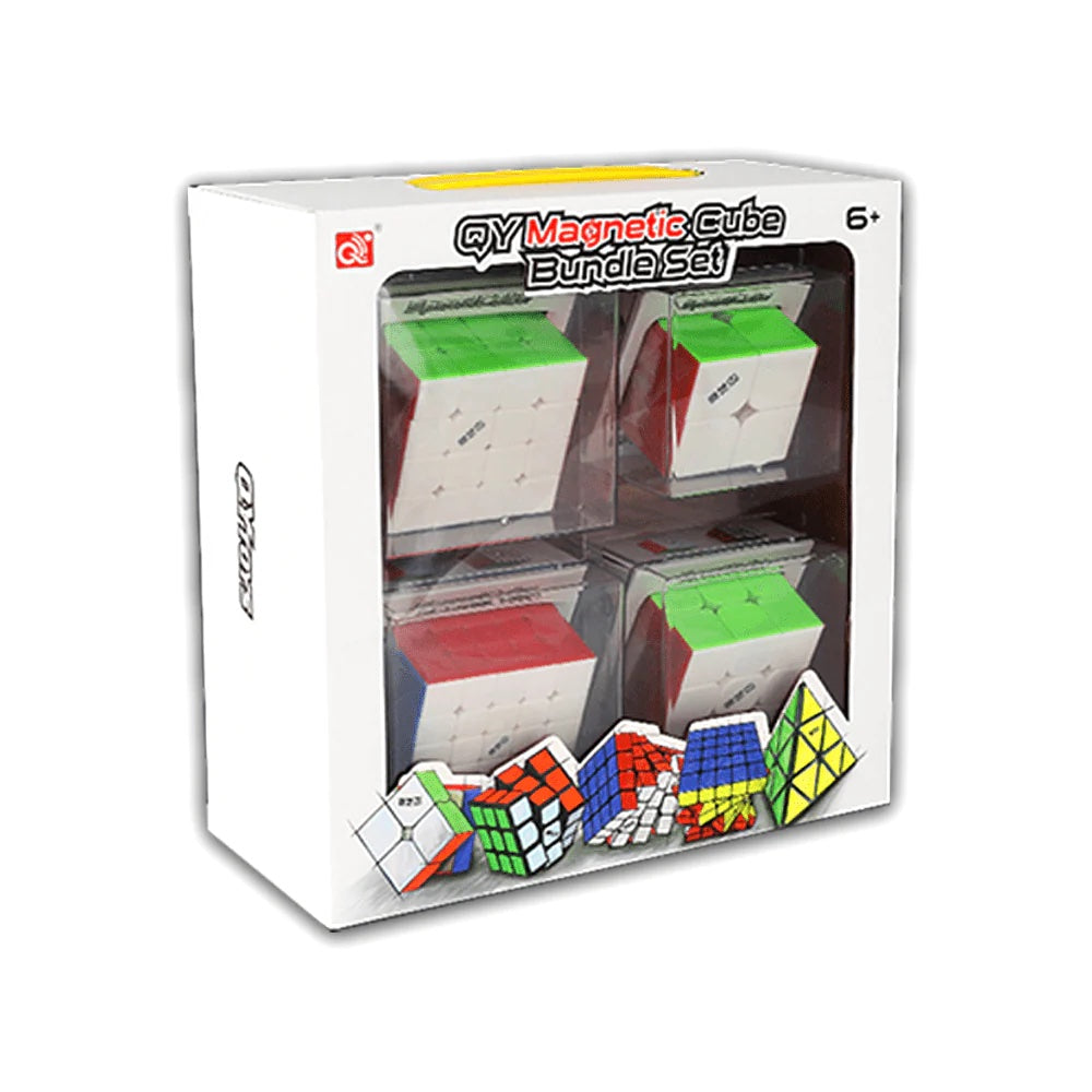 Qiyi MS Magnetic Bundle Set Combo Pack Stickerless -Includes 4 Puzzles: 2x2, 3x3, 4x4, 5x5 - Cubuzzle