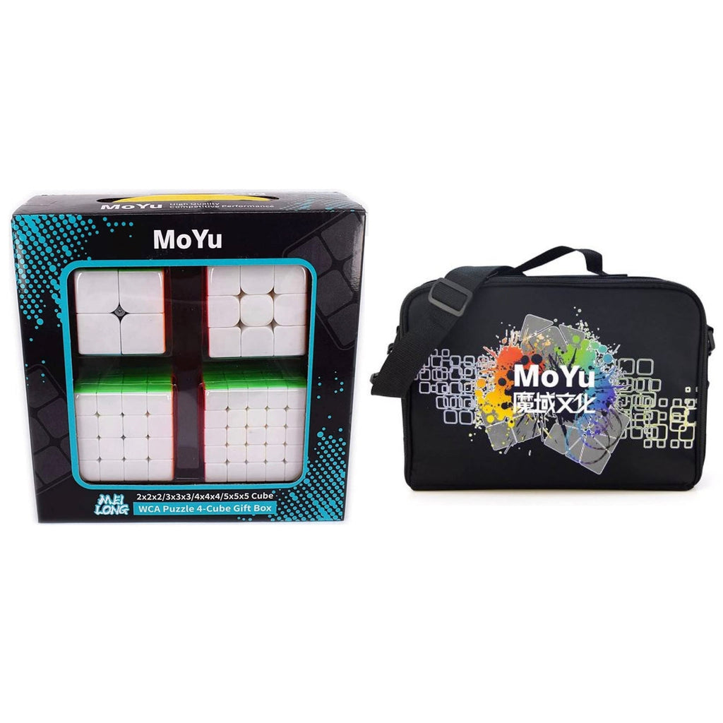 MoYu Meilong Combo Pack and Cube Bag Gift Set: Includes 4 puzzles 2x2, 3x3, 4x4, 5x5 - Cubuzzle